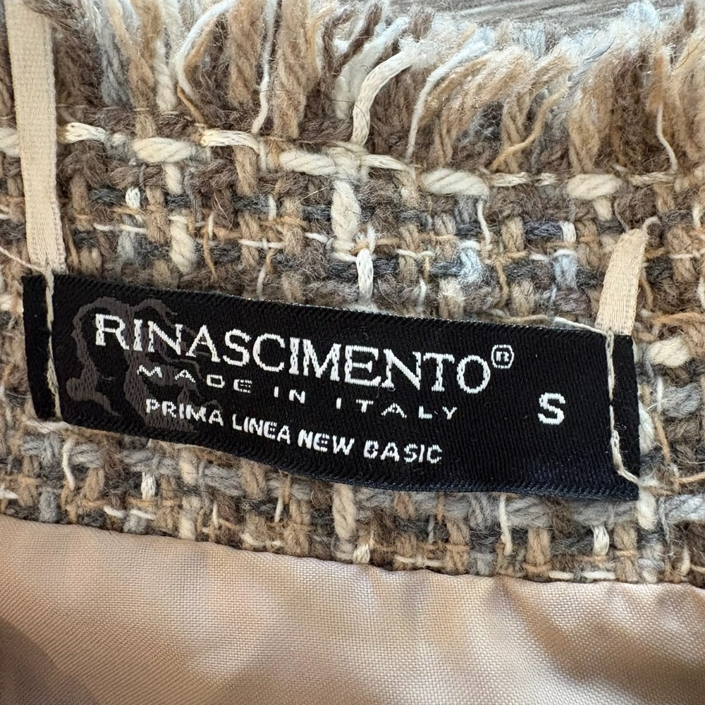 Rinascimento Womens Beige Plaid Made In Italy 2 Piece Tweed Dress & Jacket Set S - Picture 10 of 16
